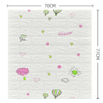 Set 10 Placi Tapet 3D, Flippy, 70 x 77 cm, Grosime 3 mm, din Polietilena, Tip Caramida, Model cu Baloane, Suprafata