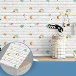 Set 10 Placi Tapet 3D, Flippy, 70 x 77 cm, Grosime 3 mm, din Polietilena, Tip Caramida, Model Curcubeu, Suprafata