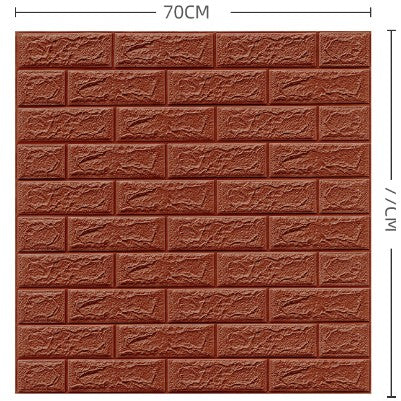 Set 10 Placi Tapet 3D, Flippy, 70 x 77 cm, Grosime 3 mm, din Polietilena, Model Caramida, Suprafata acoperita 5.3 mp,