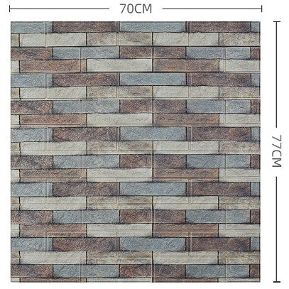 Set 10 Placi Tapet 3D, Flippy, 70 x 77 cm, Grosime 3 mm, din Polietilena, Model Caramida, Suprafata acoperita 5.3 mp,