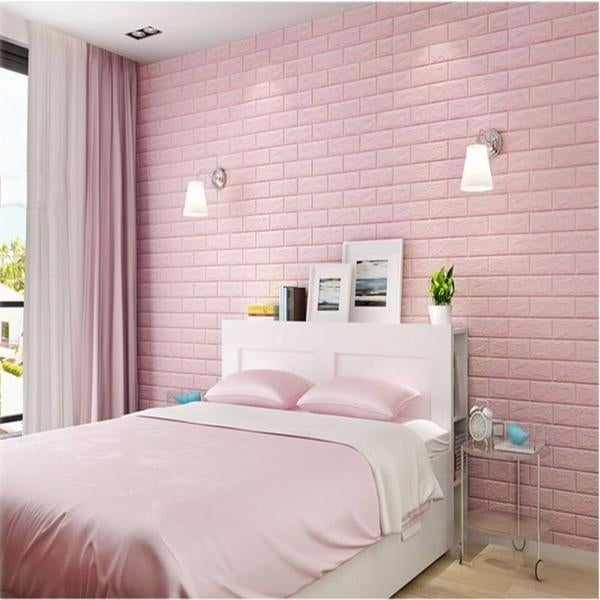 Set 10 Placi Tapet 3D, Flippy, 70 x 77 cm, Grosime 3 mm, din Polietilena, Model Caramida, Suprafata acoperita 5.3 mp,