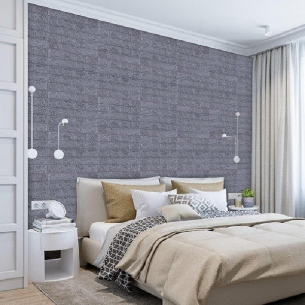 Set 10 Placi Tapet 3D, Flippy, 70 x 77 cm, Grosime 3 mm, din Polietilena, Model Caramida, Suprafata acoperita 5.3 mp,