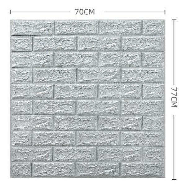 Set 10 Placi Tapet 3D, Flippy, 70 x 77 cm, Grosime 3 mm, din Polietilena, Model Caramida, Suprafata acoperita 5.3 mp,