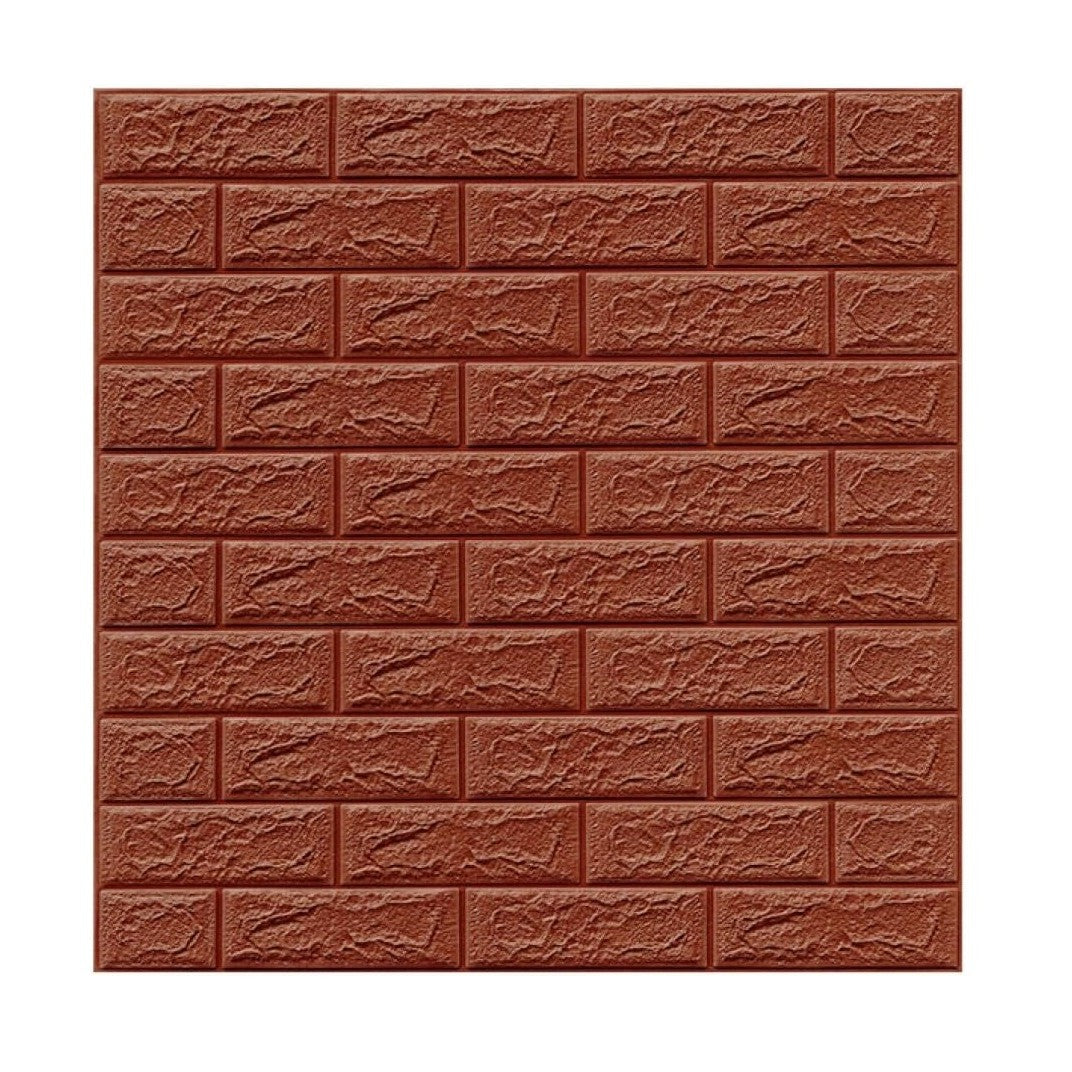 Set 10 Placi Tapet 3D, Flippy, 70 x 77 cm, Grosime 3 mm, din Polietilena, Model Caramida, Suprafata acoperita 5.3 mp,