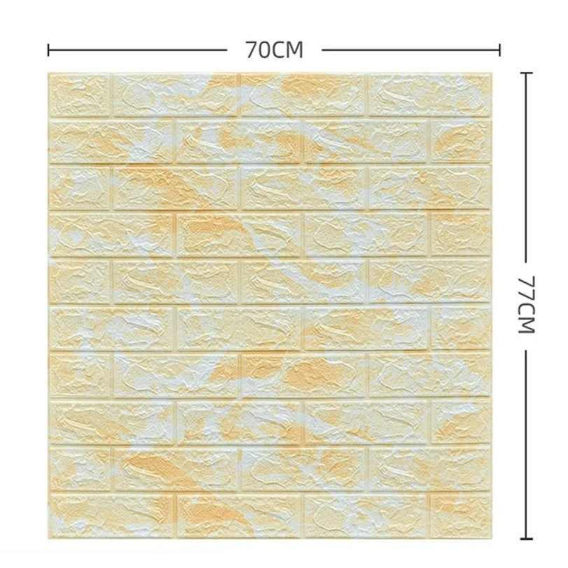 Set 10 Placi Tapet 3D, Flippy, 70 x 77 cm, Grosime 3 mm, din Polietilena, Model Caramida, Suprafata acoperita 5.3 mp,