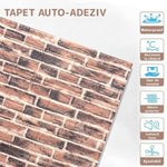 Set 10 Placi Tapet 3D, Flippy, 70 x 77 cm, Grosime 3 mm, din Polietilena, Model Caramida, Suprafata acoperita 5.3 mp,