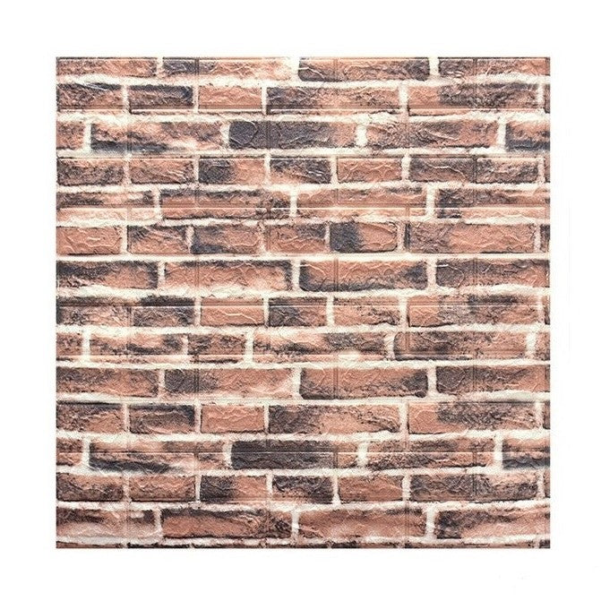 Set 10 Placi Tapet 3D, Flippy, 70 x 77 cm, Grosime 3 mm, din Polietilena, Model Caramida, Suprafata acoperita 5.3 mp,