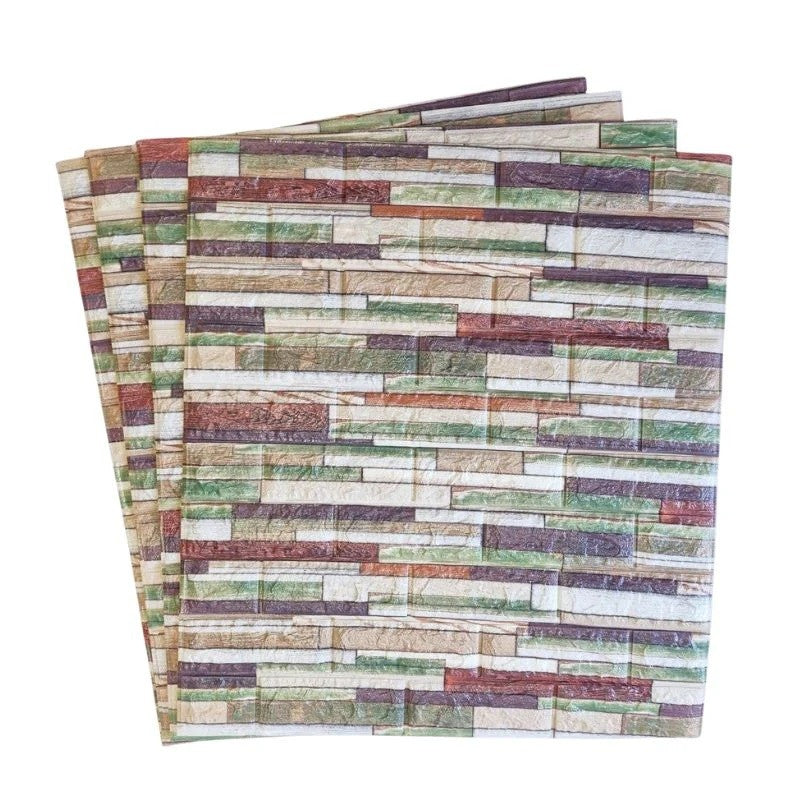 Set 10 Placi Tapet 3D, Flippy, 70 x 77 cm, Grosime 3 mm, din Polietilena, Model Caramida, Suprafata acoperita 5.3 mp,
