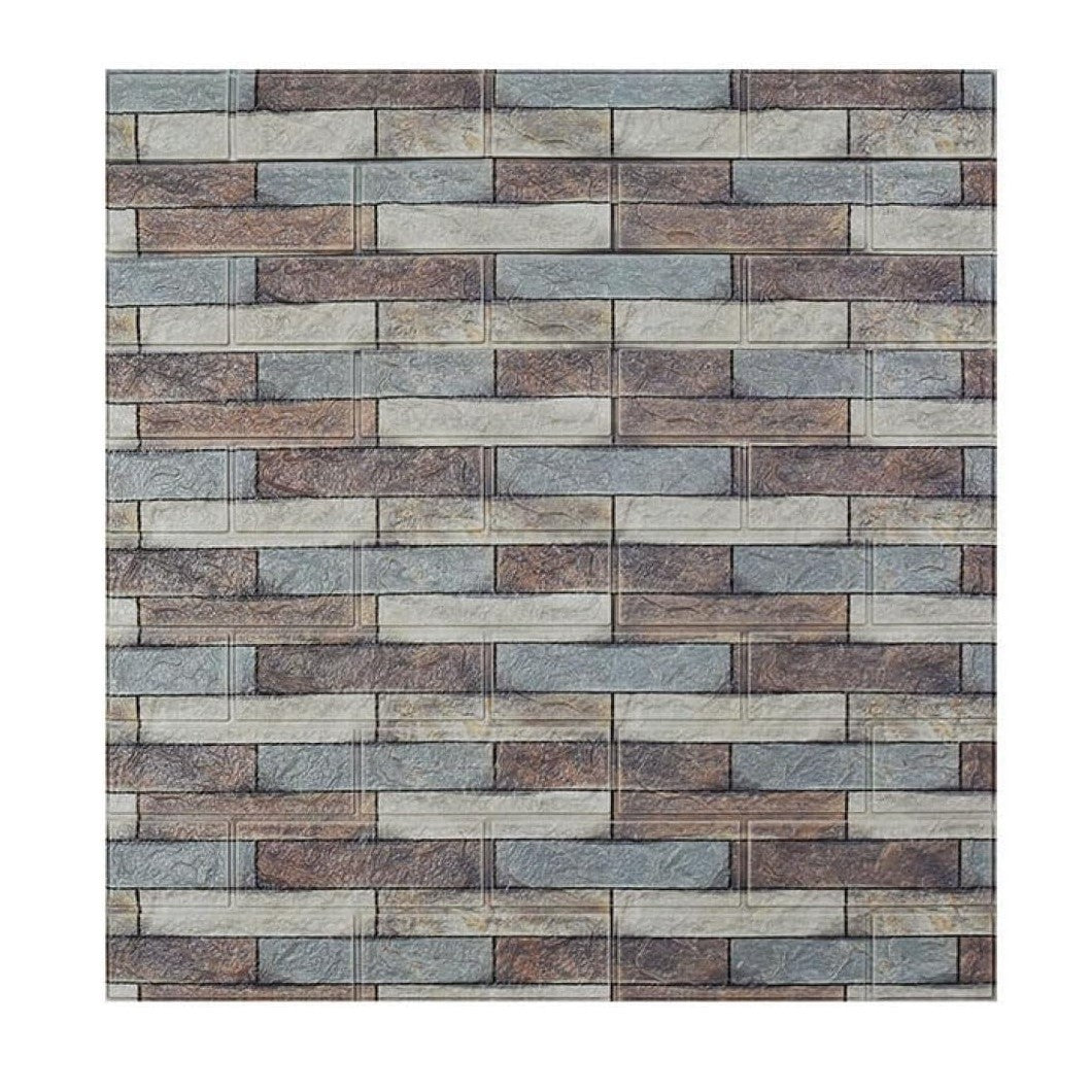 Set 10 Placi Tapet 3D, Flippy, 70 x 77 cm, Grosime 3 mm, din Polietilena, Model Caramida, Suprafata acoperita 5.3 mp,