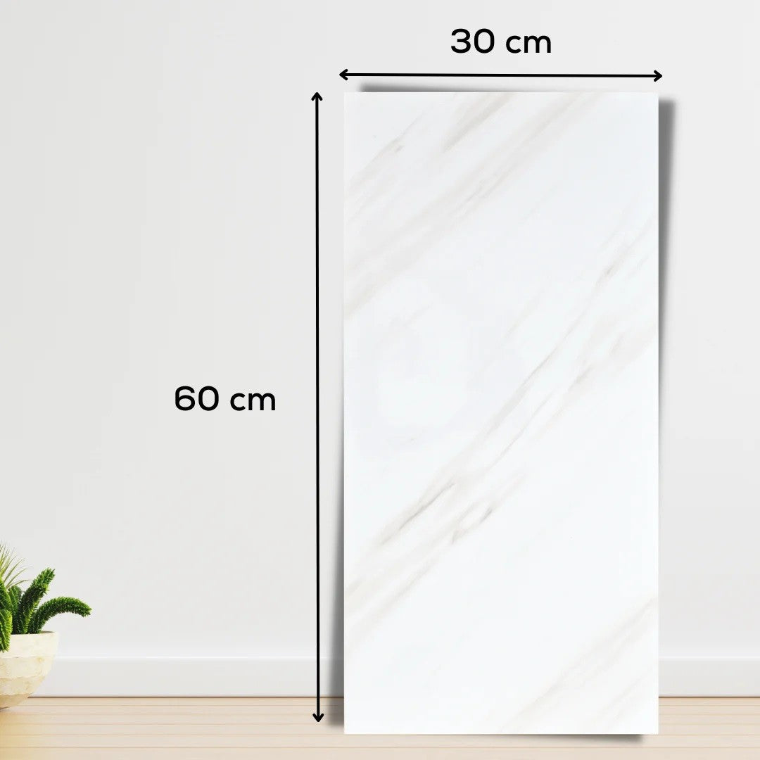 Set 10 Placi Tapet, Flippy, 60 x 30 cm, Grosime 1.5 mm, din PVC, Model Imitatie de Marmura, Suprafata acoperita 1.8 mp,