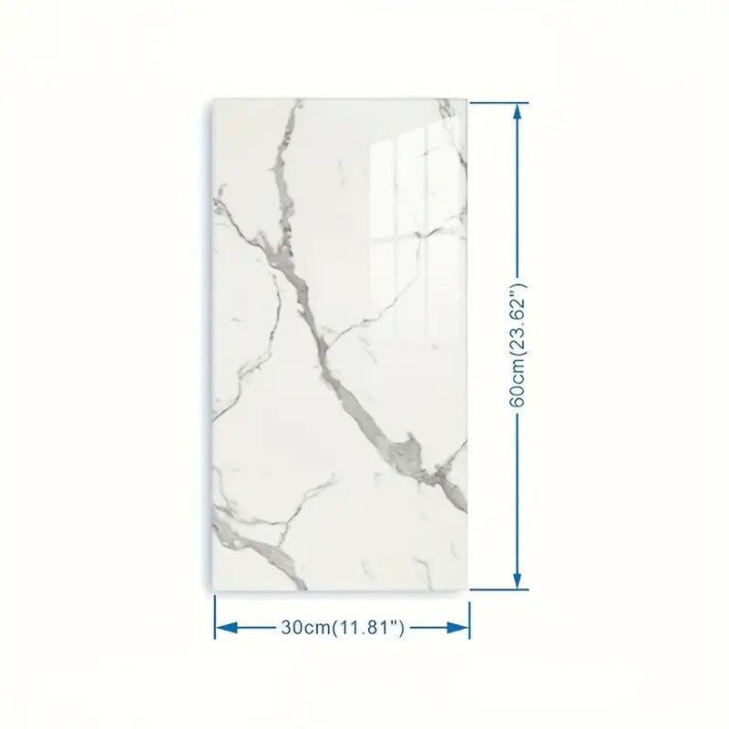 Set 10 Placi Tapet, Flippy, 60 x 30 cm, Grosime 1.5 mm, din PVC, Model Imitatie de Marmura, Suprafata acoperita 1.8 mp,