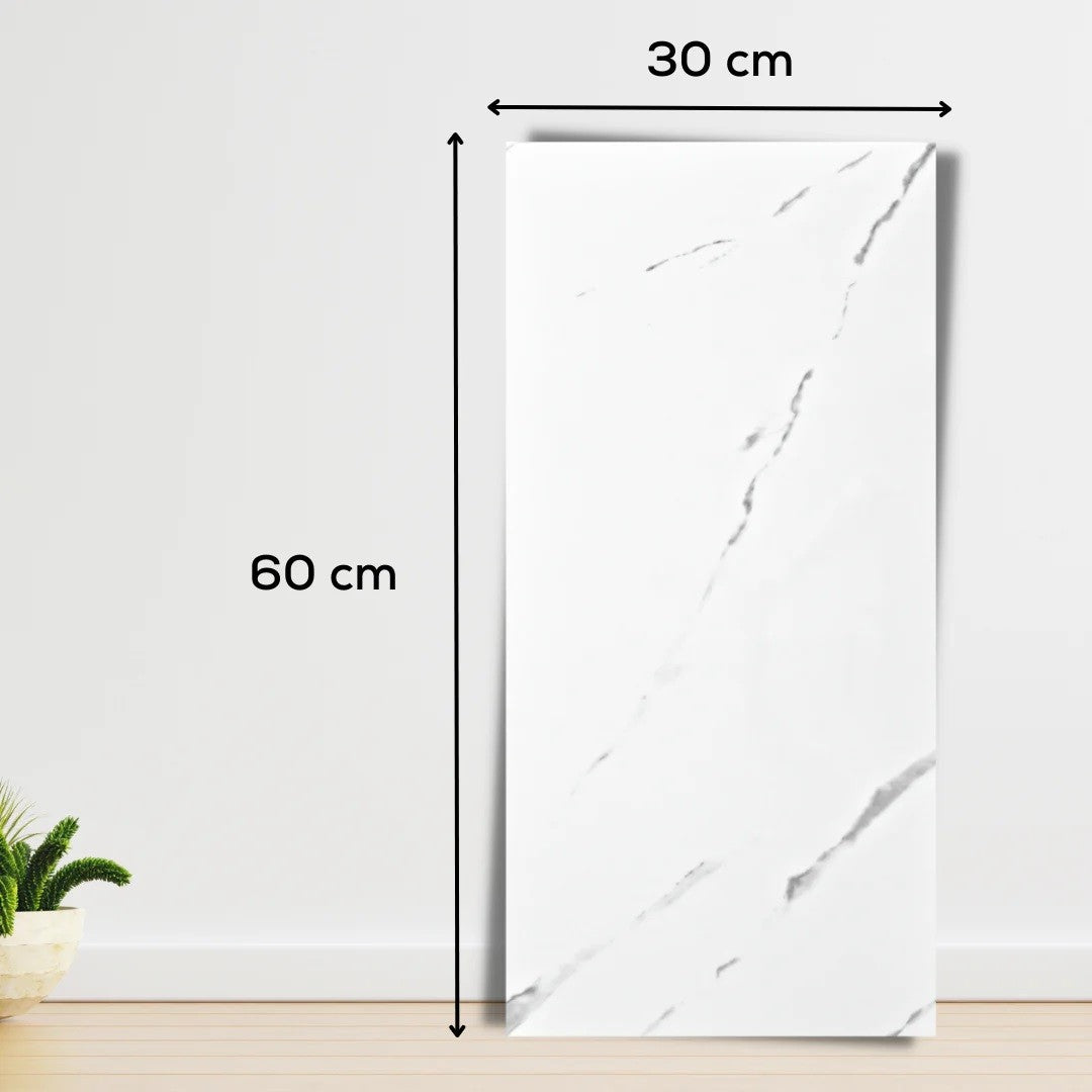 Set 10 Placi Tapet, Flippy, 60 x 30 cm, Grosime 1.5 mm, din PVC, Model Imitatie de Marmura, Suprafata acoperita 1.8 mp,