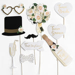 Set 10 Accesorii pentru Petrecere, Flippy, Props pentru Coltul de Poze, Model Mire si Mireasa, Tematica Nunta,