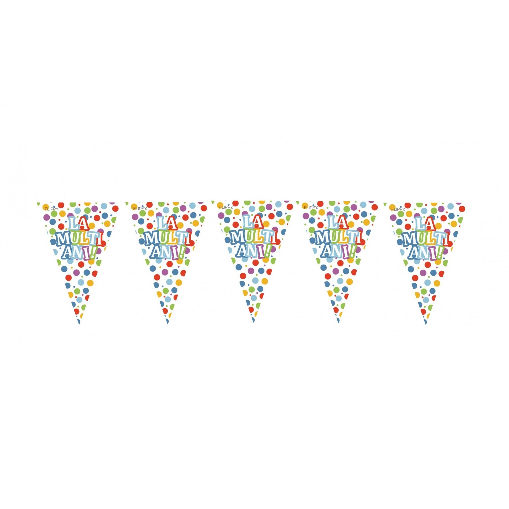 Set 10 Stegulete Tip Banner, Flippy, Colectia LA MULTI ANI , 270 cm Lungime, din Hartie Cretata, Multicolor