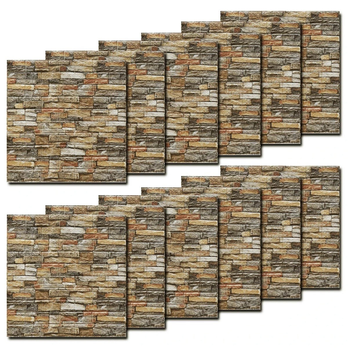 Set 10 Placi de Tapet, Flippy, Autoadezive, 70 x 77 cm, 2.5 mm Grosime, Suprafata Acoperita 5.3 mp, din PVC, Model