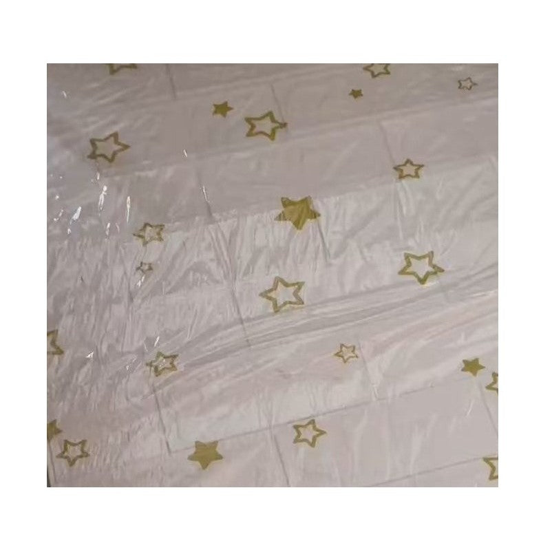 Set 10 Placi de Tapet, Flippy, Autoadezive, 70 x 77 cm, Suprafata Acoperita 5.3 mp, din PVC, Model Stelute Aurii, Alb