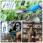 Set 10 Unelte de Gradina, Flippy, pentru Plantare Prelucrare Sol si Ingrijire Plante, Manere Albastre, Material PVC si