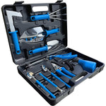 Set 10 Unelte de Gradina, Flippy, pentru Plantare Prelucrare Sol si Ingrijire Plante, Manere Albastre, Material PVC si