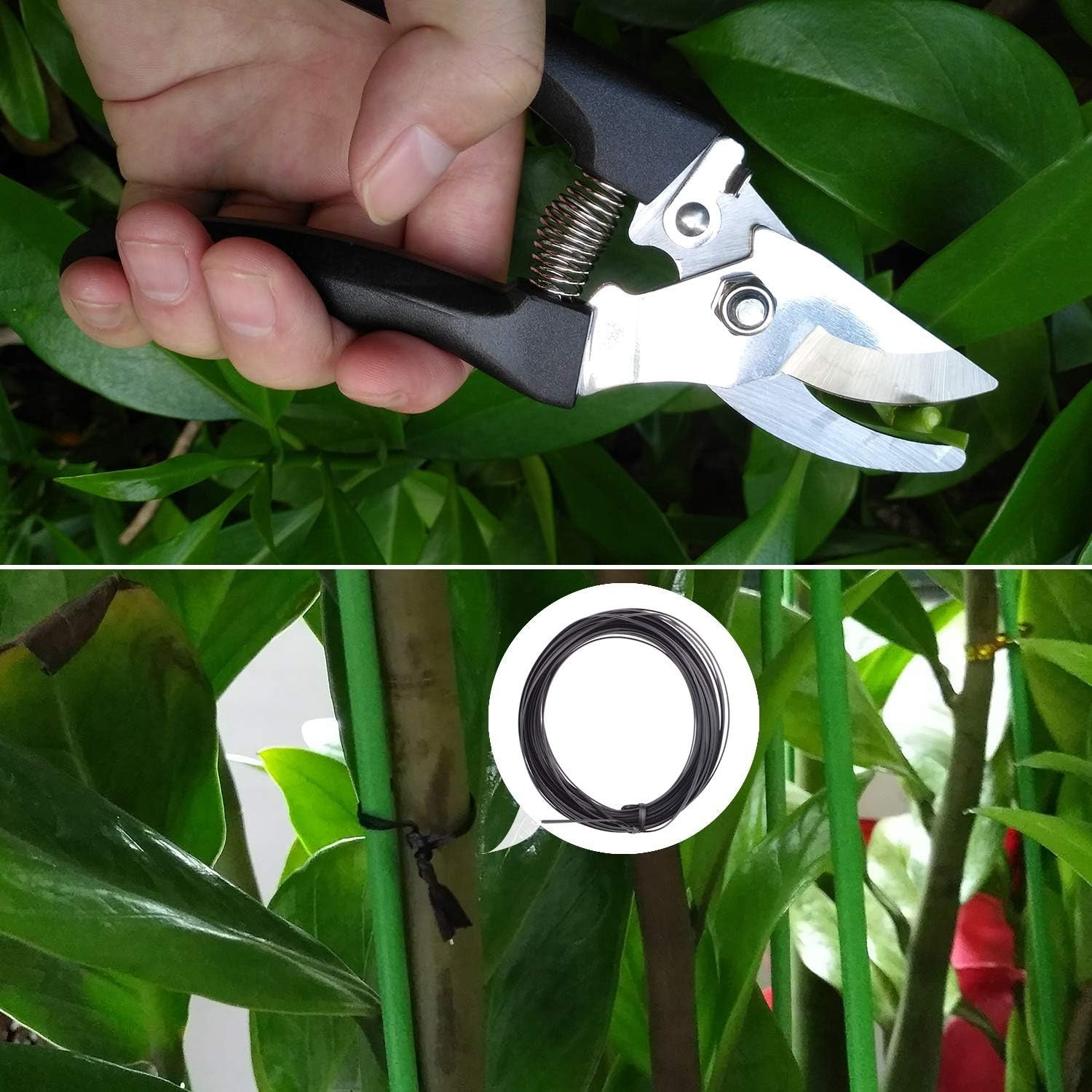 Set 10 Unelte de Gradina, Flippy, pentru Plantare Prelucrare Sol si Ingrijire Plante, Manere Negre, Material PVC si