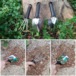 Set 10 Unelte de Gradina, Flippy, pentru Plantare Prelucrare Sol si Ingrijire Plante, Manere Negre, Material PVC si