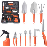 Set 10 Unelte de Gradina, Flippy, pentru Plantare Prelucrare Sol si Ingrijire Plante, Manere Portocalii, Material PVC