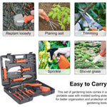 Set 10 Unelte de Gradina, Flippy, pentru Plantare Prelucrare Sol si Ingrijire Plante, Manere Portocalii, Material PVC