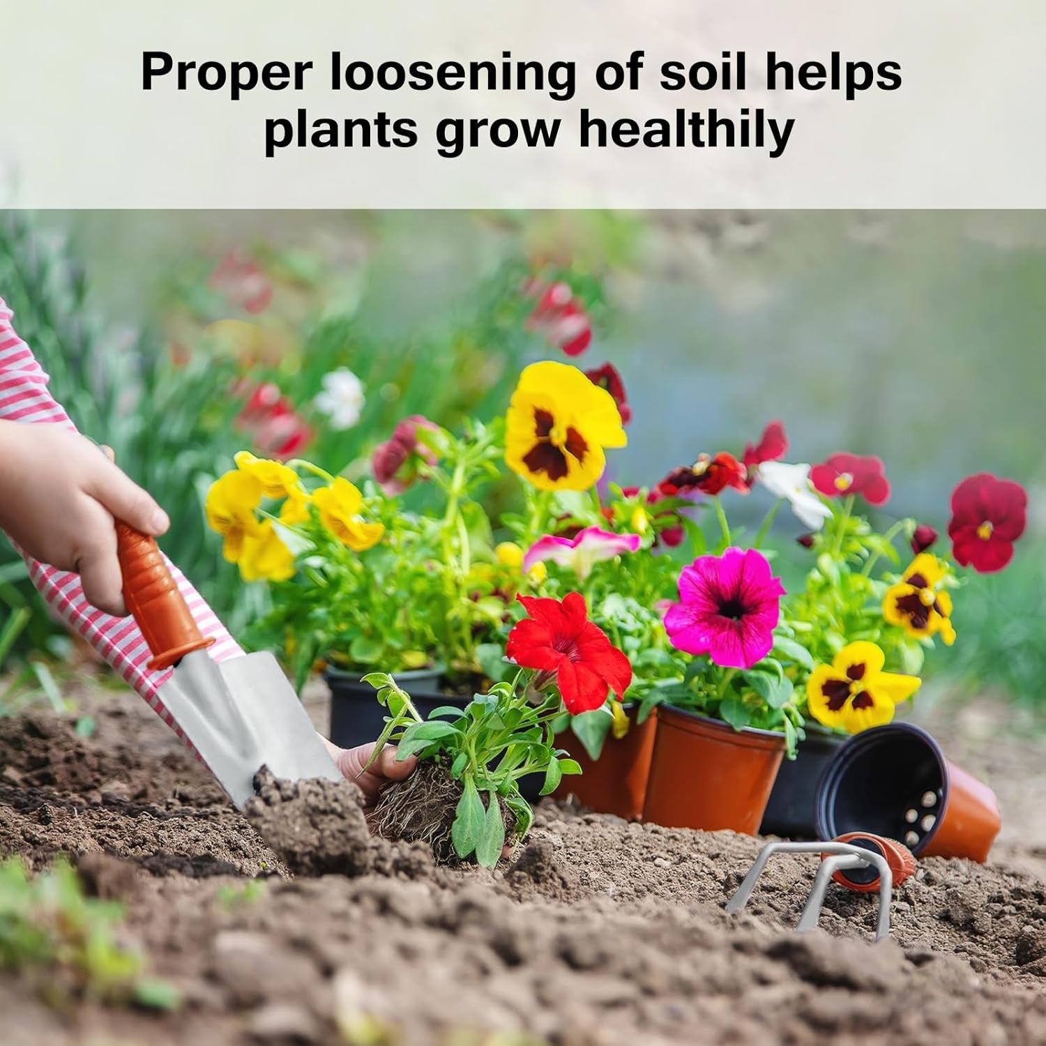 Set 10 Unelte de Gradina, Flippy, pentru Plantare Prelucrare Sol si Ingrijire Plante, Manere Portocalii, Material PVC