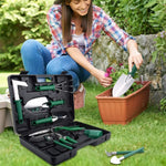 Set 10 Unelte de Gradina, Flippy, pentru Plantare Prelucrare Sol si Ingrijire Plante, Manere Verzi, Material PVC si