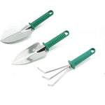 Set 10 Unelte de Gradina, Flippy, pentru Plantare Prelucrare Sol si Ingrijire Plante, Manere Verzi, Material PVC si