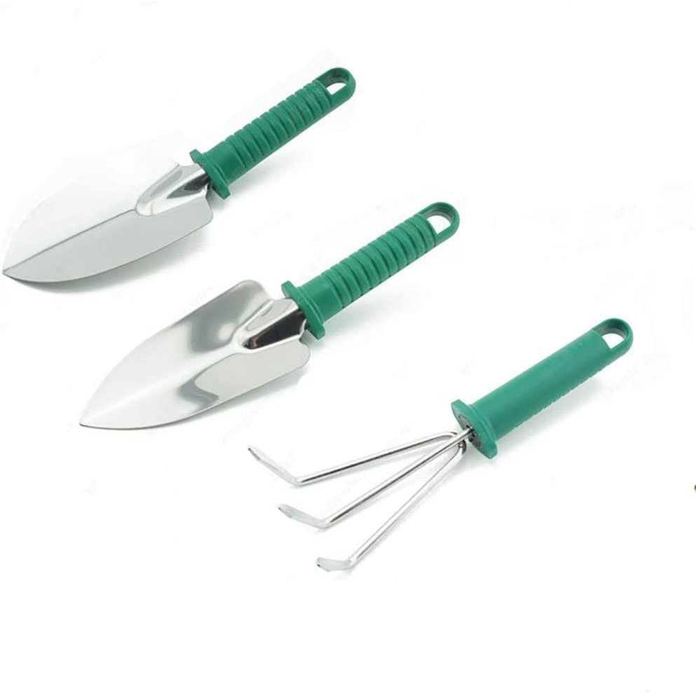 Set 10 Unelte de Gradina, Flippy, pentru Plantare Prelucrare Sol si Ingrijire Plante, Manere Verzi, Material PVC si