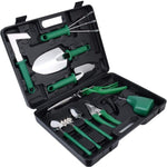 Set 10 Unelte de Gradina, Flippy, pentru Plantare Prelucrare Sol si Ingrijire Plante, Manere Verzi, Material PVC si