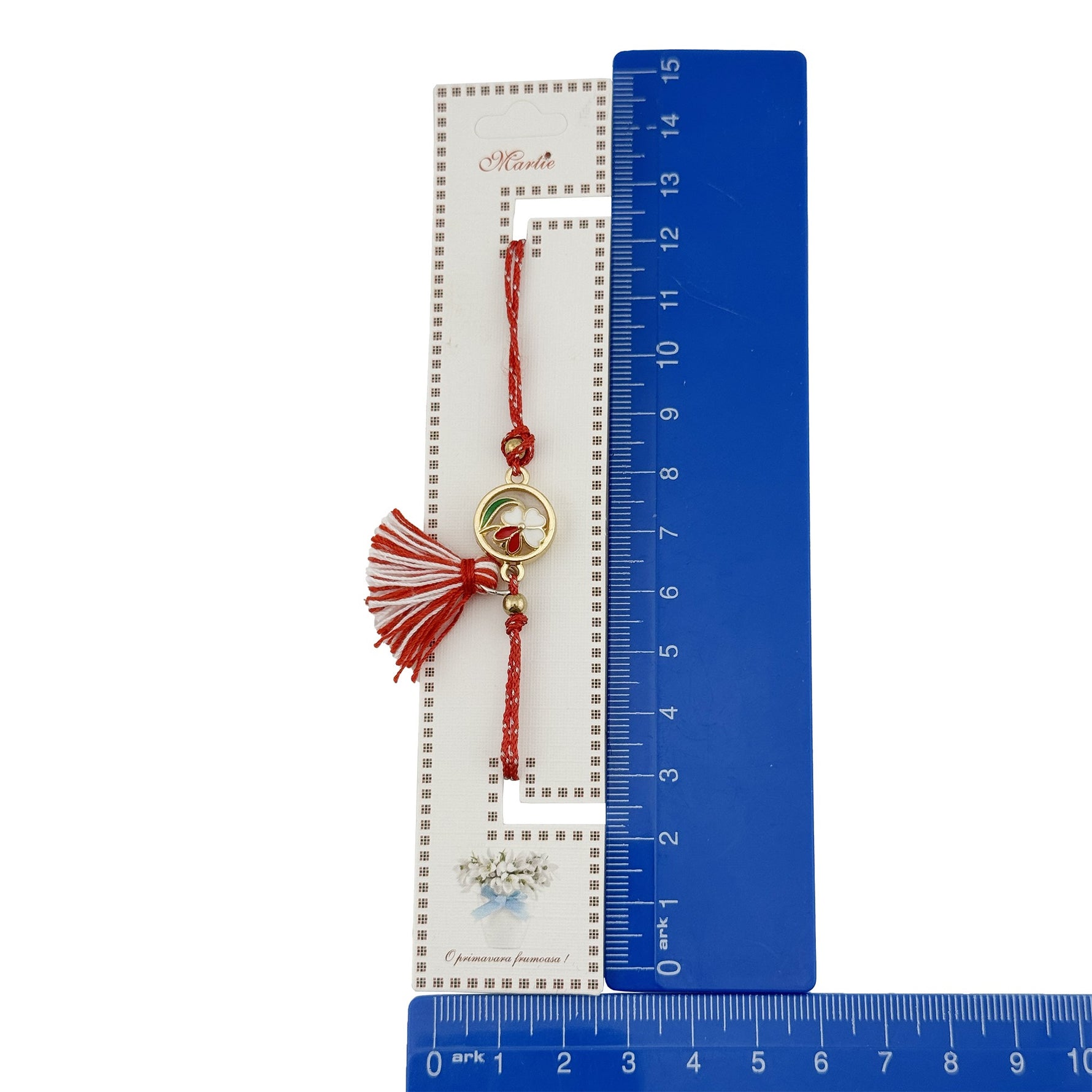 Set 100 Buc Cartonase pentru Bratara Martisor, Flippy, Model Ghiocei, 15 x 3 cm, Design Traditional de Primavara,