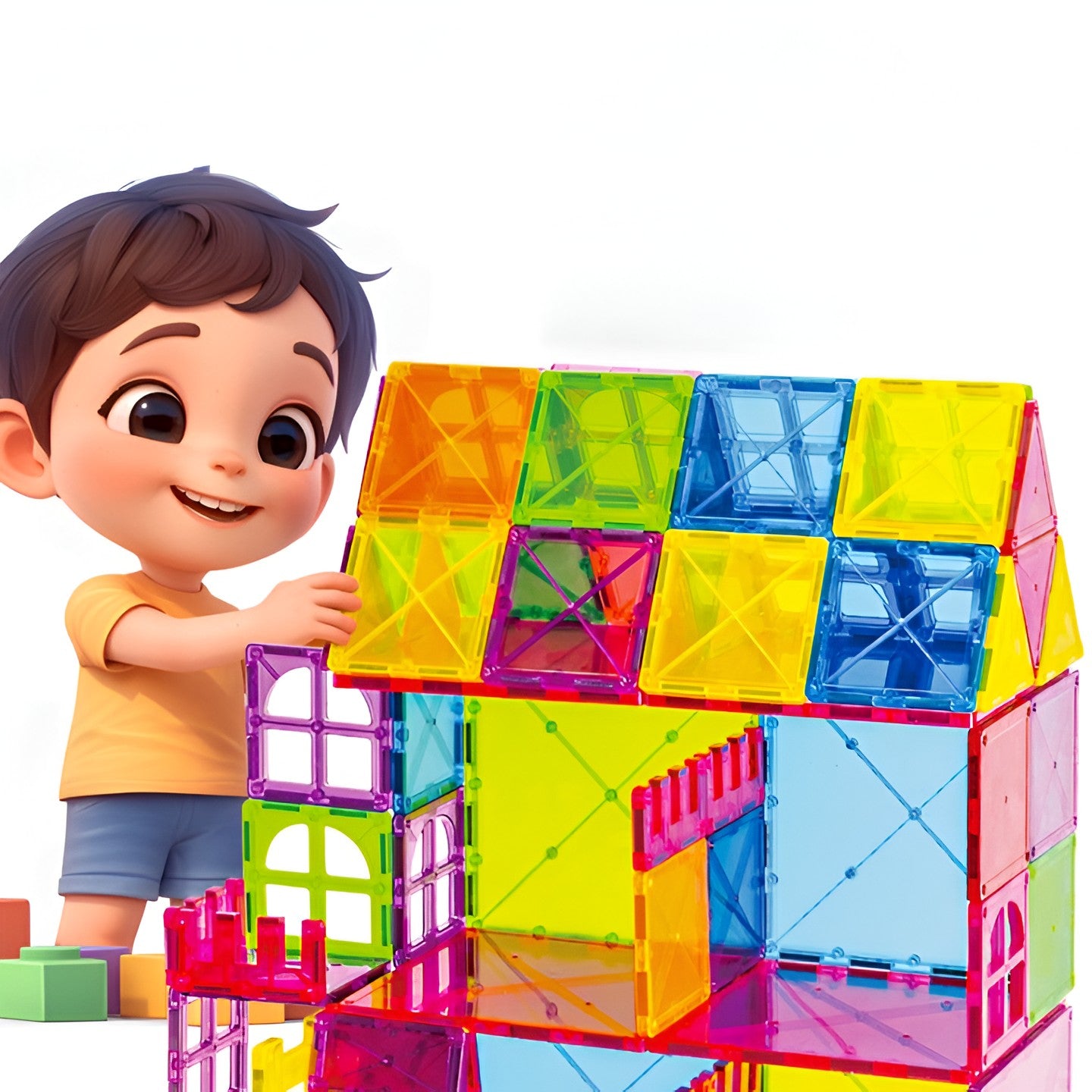 100-piece magnetic building block set, Flippy, magnetic bricks, large, geometric shapes, 3 years old, ABS, magnets,