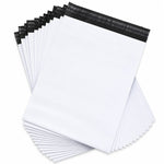 Set 100 Pungi Curierat Autoadezive pentru Ambalare Colete, Rezistente la Transport, Grosime 50 Microni, Alb la Exterior