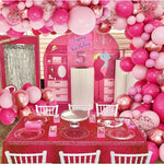Set 126 Baloane din Latex, Flippy, Model Petrecere pentru Arcada, Baloane Party, 12 cm, 25 cm, 30 cm, 45 cm, Roz, Roz
