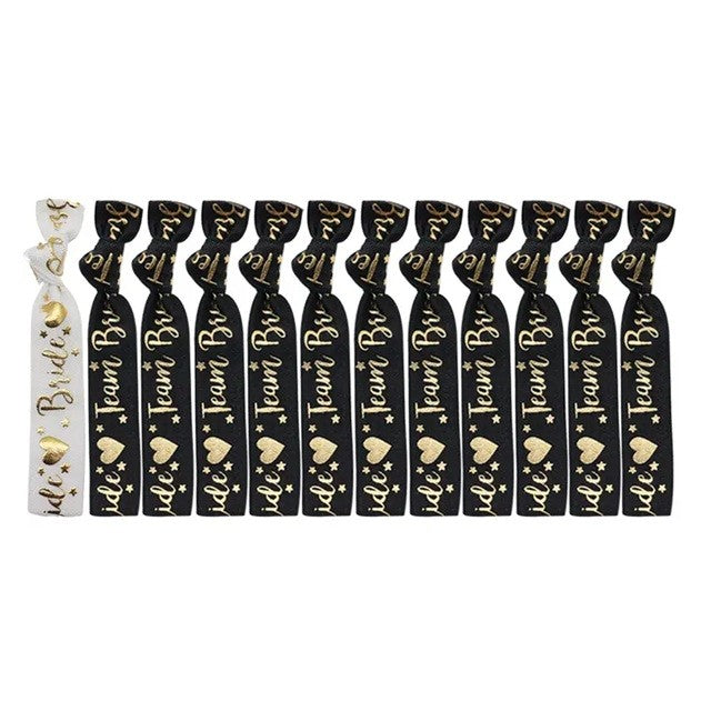 Set 11 Bratari, Flippy, pentru Petrecerea Burlacitelor, din Panza, Marime Universala, Alb/Negru