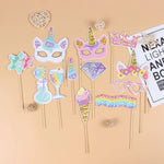Set 12 Accesorii pentru Petrecere, Flippy, Props pentru Photo Corner, Tema Aniversare Copii, Multicolor
