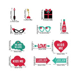 Set 12 Accesorii pentru Petrecere, Flippy, Props pentru Photo Corner, Tematica Iubire, Multicolor