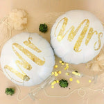 Set 12 Baloane din Folie Metalizata si din Latex, Flippy, Model Mr Mrs, Tema Nunta, Baloane Party cu Confetti, 45 cm,