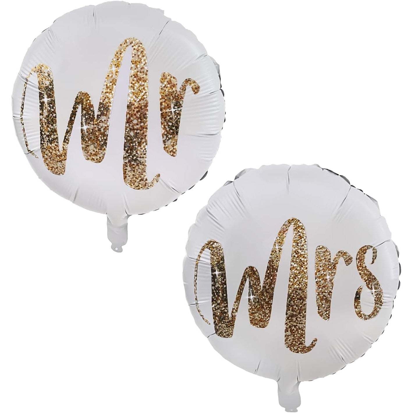 Set 12 Baloane din Folie Metalizata si din Latex, Flippy, Model Mr Mrs, Tema Nunta, Baloane Party cu Confetti, 45 cm,