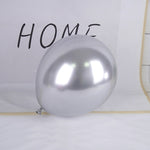 Set 12 Baloane, Flippy, din Latex Chrome, 13 cm, Argintiu