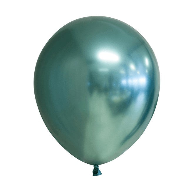 Set 12 Baloane, Flippy, din Latex Chrome, 13 cm, Turcoaz