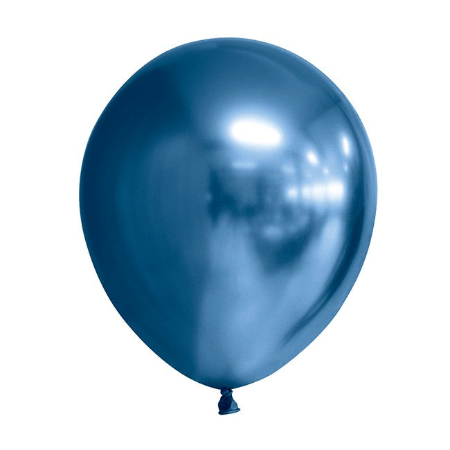 Set 12 Baloane, Flippy, din Latex Chrome, 25 cm, Albastru Inchis
