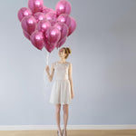 Set 12 Baloane, Flippy, din Latex Chrome, 25 cm, Fucsia