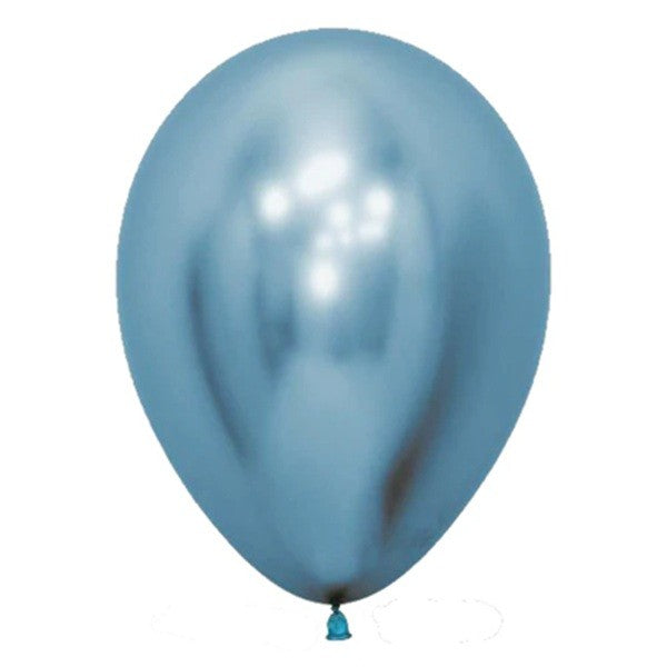 Set 12 Baloane, Flippy, din Latex Chrome, 25 cm, Albastru Deschis