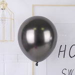 Set 12 Baloane, Flippy, din Latex Chrome, 25 cm, Negru
