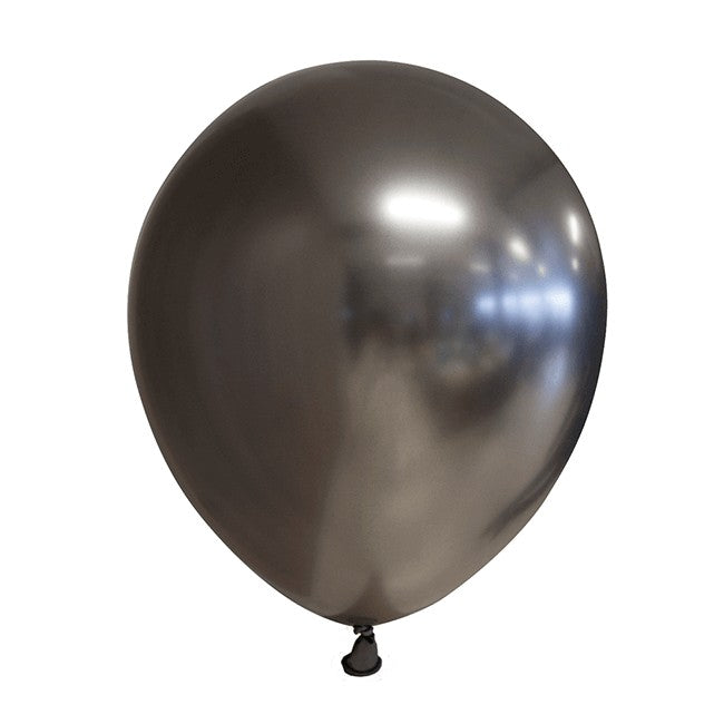 Set 12 Baloane, Flippy, din Latex Chrome, 25 cm, Negru