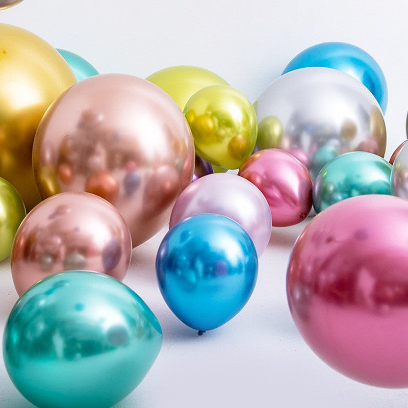 Set 12 Baloane, Flippy, din Latex Chrome, 30 cm, Roz-Auriu