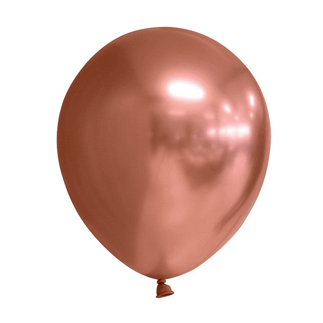 Set 12 Baloane, Flippy, din Latex Chrome, 30 cm, Roz-Auriu