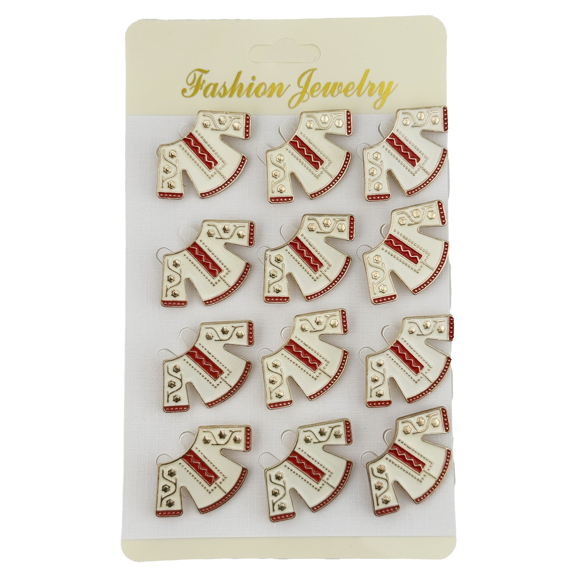 Set 12 Brose Martisor Traditional, Flippy, Model Haina Traditionala, Brose din Metal, Aspect Lacuit, 3 x 2,5 cm per